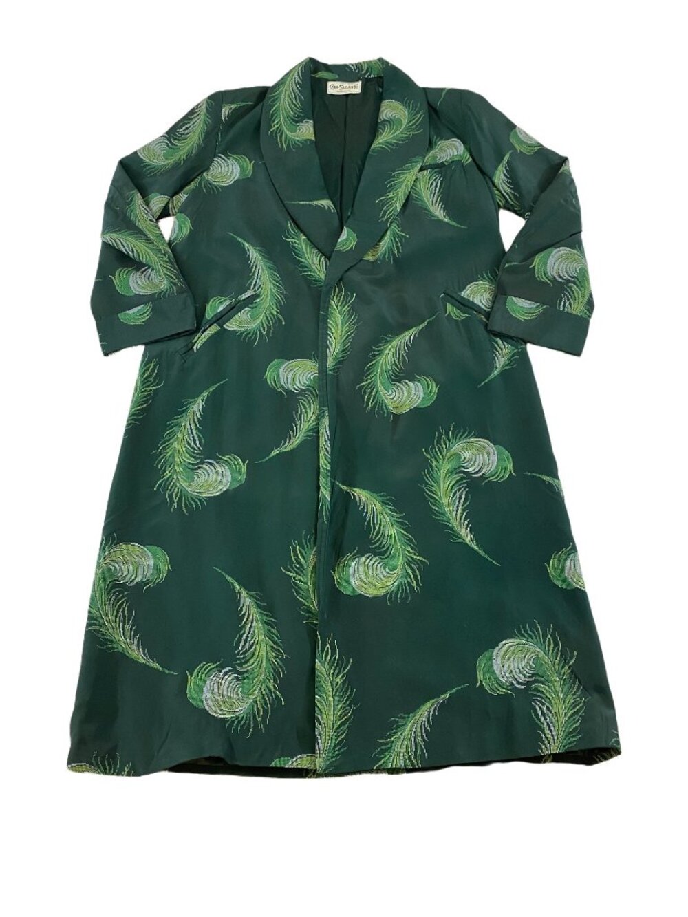 Vintage Cain Sloane Peacock Green Dressing Coat - L